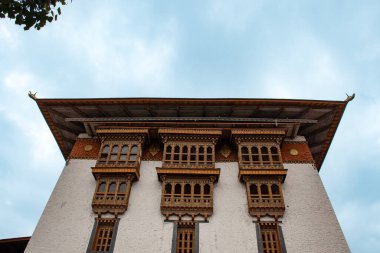 Karmaşık balkon Punakha Dzong manastırının mimari harikası Butan