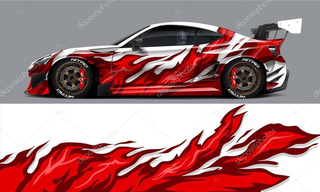 Car livery graphic vector. abstract grunge background design for vehicle vinyl wrap and car branding