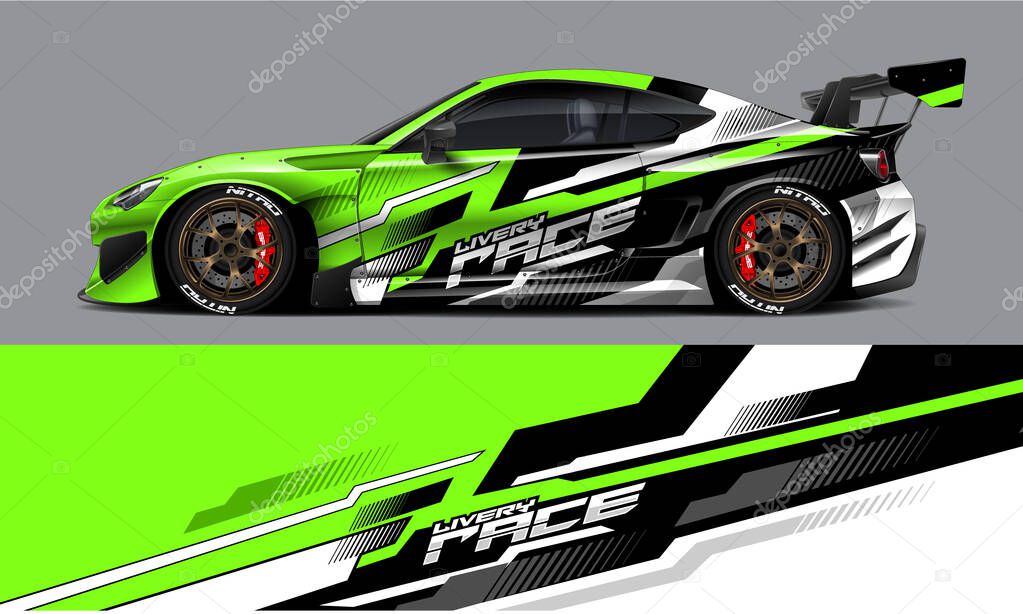 Car livery graphic vector. abstract grunge background design for vehicle vinyl wrap and car branding