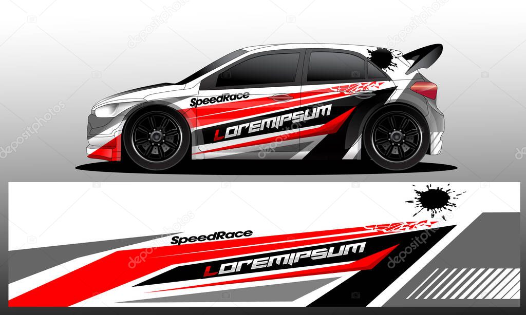 Car livery graphic vector. abstract grunge background design for vehicle vinyl wrap and car branding