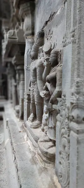 Świątynia Rzeźby Jednego Najstarszych Świątyni Ruiny Południowej Części Indii — Zdjęcie stockowe