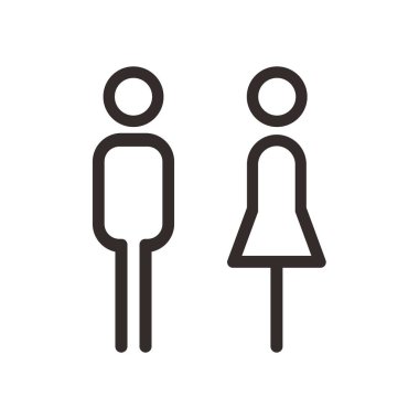 Erkekler ve kadınlar için tuvalet ve tuvalet işareti izole edilmiş ikon grafik vektörü