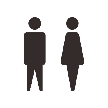 Erkekler ve kadınlar için tuvalet ve tuvalet işareti izole edilmiş ikon grafik vektörü