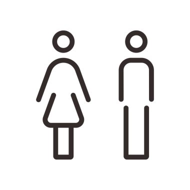 Erkekler ve kadınlar için tuvalet ve tuvalet işareti izole edilmiş ikon grafik vektörü