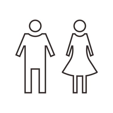 Erkekler ve kadınlar için tuvalet ve tuvalet işareti izole edilmiş ikon grafik vektörü