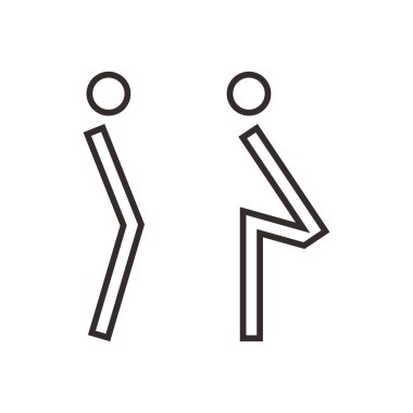 Erkekler ve kadınlar için tuvalet ve tuvalet işareti izole edilmiş ikon grafik vektörü