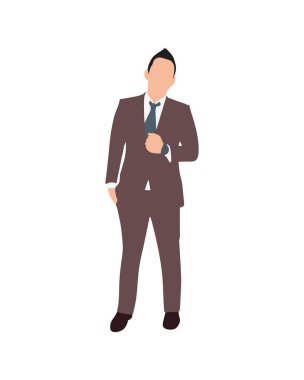 Düz vektör insanlar ve illüstrasyon, resmi yönetici kıyafetli adam.