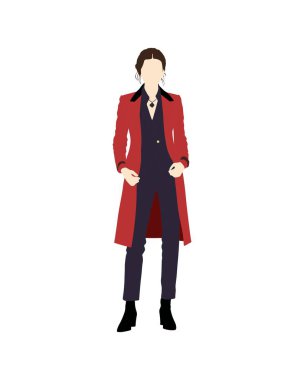 Düz vektör insanlar ve illüstrasyon, günlük kıyafetleri olan kadın.