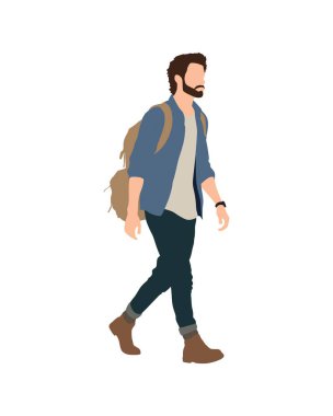 Düz vektör insanlar ve illüstrasyon, günlük kıyafetleri olan adam.