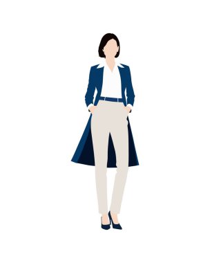 Düz vektör insanlar ve illüstrasyon, resmi yönetici kıyafetli kadın.