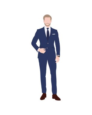 Düz vektör insanlar ve illüstrasyon, resmi yönetici kıyafetli adam.