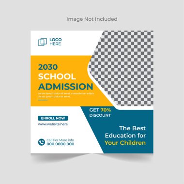 Okula geri dönüş sosyal medya afiş tasarım şablonu