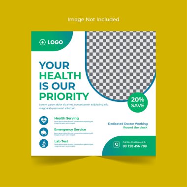 Kurumsal sağlık hizmetleri sosyal medya tasarım şablonu.