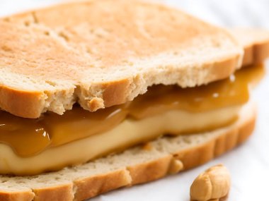 Fıstık ezmeli sandviç arka planının yakın plan görüntüsü. 