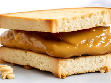 Fıstık ezmeli sandviç arka planının yakın plan görüntüsü. 