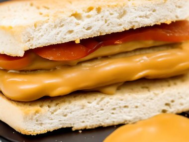 Fıstık ezmeli sandviç arka planının yakın plan görüntüsü. 