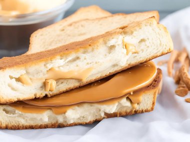 Lezzetli Kızarmış Fıstık Ezmeli Sandviç