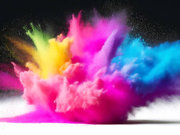 Изолированный разноцветный взрыв радужного порошка 