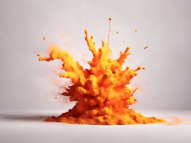 Parlak turuncu Holi boya renk pudrası festivali 