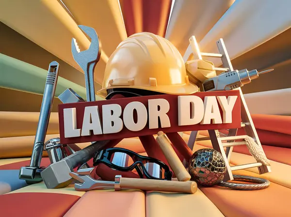 stock image labor day Top view composition with tools. Ai generative