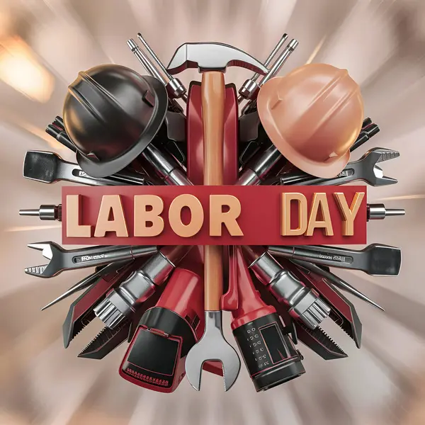 stock image labor day Top view composition with tools. Ai generative