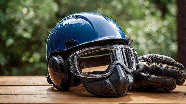 Masa Başlığı Gözlüğü ve Eldivenleri Koruma Vitesi. Ai üretken