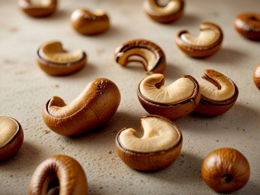 Kavrulmuş kaju fıstığı üst görünüm arka plan Ai üreteç izole.