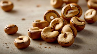 Kavrulmuş kaju fıstığı üst görünüm arka plan Ai üreteç izole.