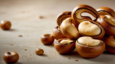 Kavrulmuş kaju fıstığı üst görünüm arka plan Ai üreteç izole.