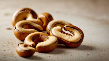 Kavrulmuş kaju fıstığı üst görünüm arka plan Ai üreteç izole.