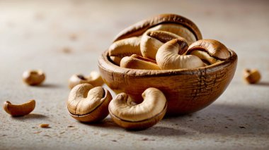 Kavrulmuş kaju fıstığı üst görünüm arka plan Ai üreteç izole.