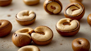 Kavrulmuş kaju fıstığı üst görünüm arka plan Ai üreteç izole.