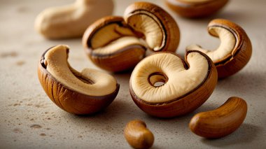 Kavrulmuş kaju fıstığı izole edilmiş üst görünüm arkaplanı 