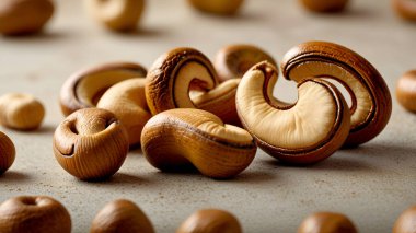 Kavrulmuş kaju fıstığı izole edilmiş üst görünüm arkaplanı 