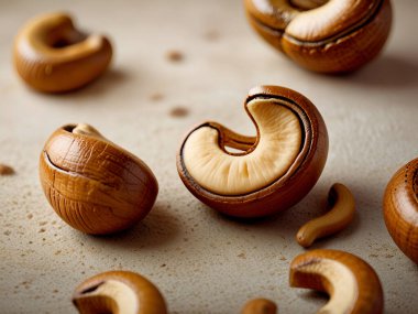 Kavrulmuş kaju fıstığı izole edilmiş üst görünüm arkaplanı 