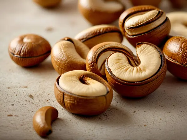 Kavrulmuş kaju fıstığı üst görünüm arka plan Ai üreteç izole.