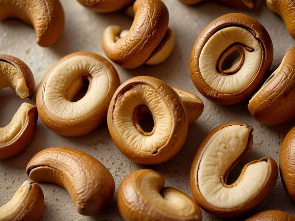 stock image Roasted cashew nuts isolated top view background 