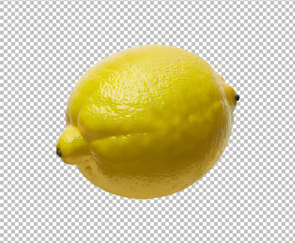 Lemon slice fruit and leaves isolated on alpha layer on transparent background Ai generative.