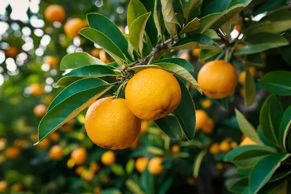 stock image Orange trees with ripe fruits