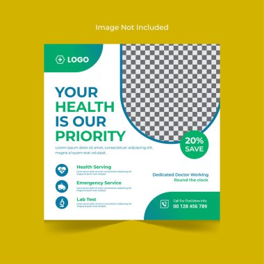 Kurumsal sağlık hizmetleri sosyal medya tasarım şablonu.