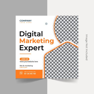 Dijital pazarlama kurumsal sosyal medya paylaşımı ve web paneli tasarım şablonu.