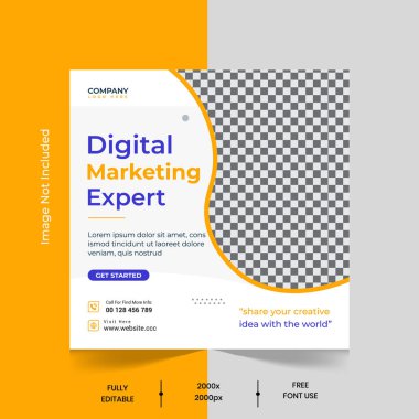 Dijital pazarlama kurumsal sosyal medya paylaşımı ve web paneli tasarım şablonu.