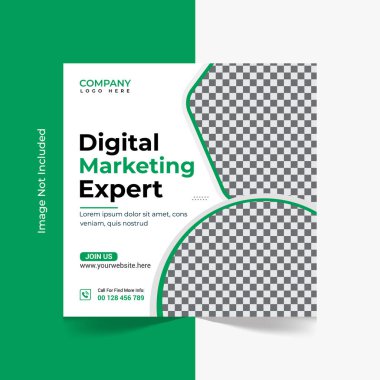 Dijital pazarlama kurumsal sosyal medya paylaşımı ve web paneli tasarım şablonu.