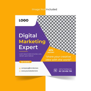 Dijital pazarlama kurumsal sosyal medya paylaşımı ve web paneli tasarım şablonu.