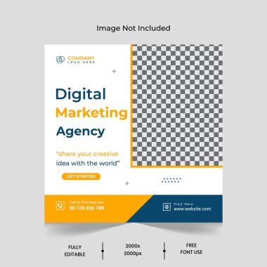 Dijital pazarlama kurumsal sosyal medya paylaşımı ve web paneli tasarım şablonu.