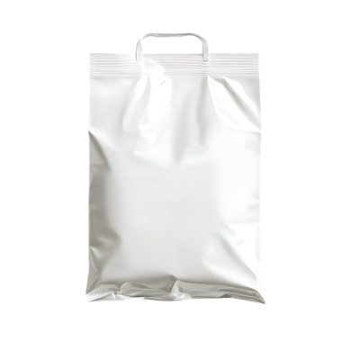 Şeffaf bir arkaplanda izole edilmiş beyaz plastik bir alışveriş çantasının yüksek kaliteli görüntüsü. Bu, temiz ve çok yönlü bir modele ihtiyaç duyan tasarımcılar için değerli bir özellik..