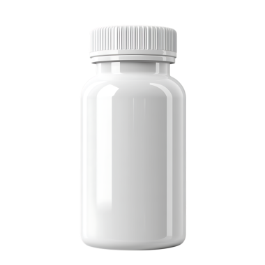 Şeffaf bir arkaplanda izole edilmiş beyaz plastik bir takviye şişesinin temiz ve yüksek çözünürlüklü görüntüsü. Bu, paketleme veya pazarlama malzemeleri üreten tasarımcılar için değerli bir değer..