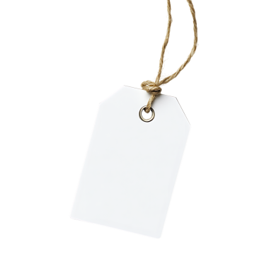 Bu resim jüt bir parçadan sarkan boş bir beyaz etiketi gösteriyor. Etiket şeffaf bir arkaplanda izole edilmiş, tasarımcıların kolayca projelerine dahil etmeleri gereken değerli bir özellik..