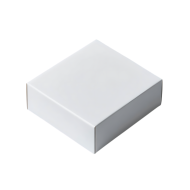 Şeffaf bir arkaplanda izole edilmiş beyaz karton bir kutunun temiz ve yüksek çözünürlüklü görüntüsü. Bu tasarımcılar için çok yönlü, basit bir ambalaj modeline ihtiyaç duyan değerli bir mal..