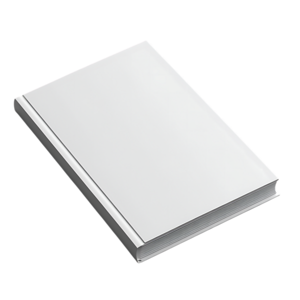 Şeffaf bir arkaplanda izole edilmiş, boş beyaz bir kitabın yüksek kaliteli görüntüsü. Bu, tasarımcılar için temiz ve kişiselleştirilebilir bir kitap modeline ihtiyaç duyan değerli bir mal..